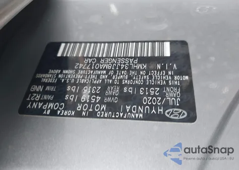 2021 Hyundai Sonata Sel from USA, damaged, VIN KMHL34JJ8MA017742